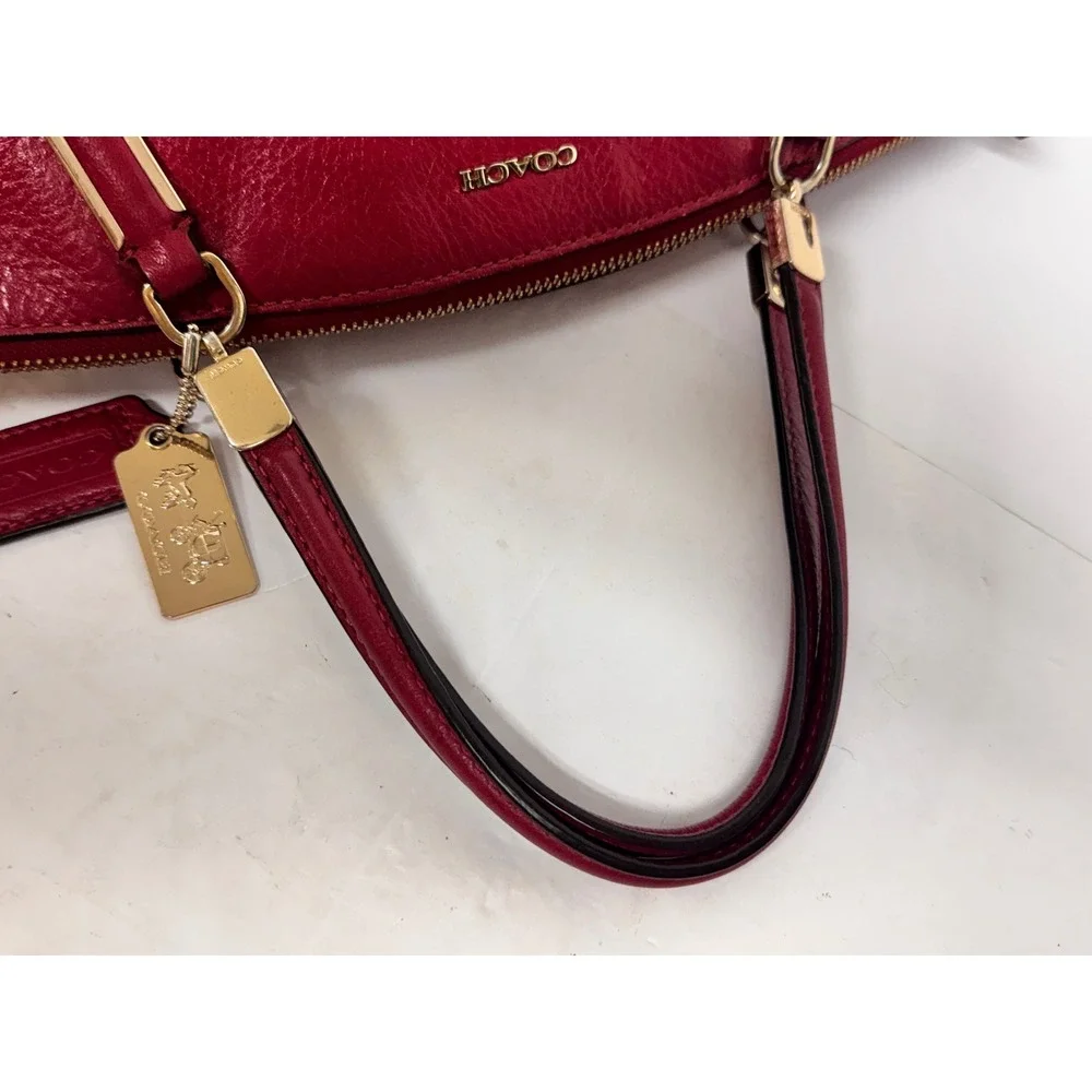 Coach Kelsey Satchel Red Pebbled Leather Gold Hardware Tote Bag Handbag